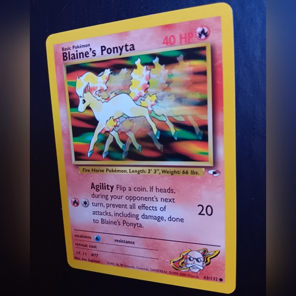 Blaine's Ponyta Pokemon Card - Gym Heroes - NO. 63/132 Common Non-Holo - Picture 5 of 9